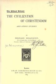 Cover of The civilization of Christendom by Bernard Bosanquet