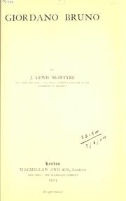 Front cover of Giordano Bruno by J. Lewis McIntyre