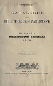 Cover of Index to the Catalogue of the Library of Parliament by Canada. Library of Parliament.