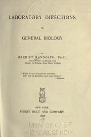 Front cover of Laboratory directions in general biology by Harriet Randolph