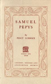 Cover of Samuel Pepys by Percy Lubbock