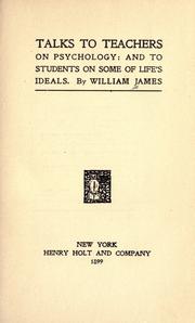 Front cover of Talks to teachers on psychology by William James