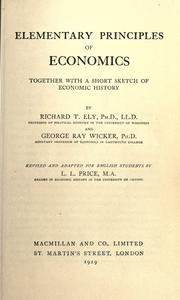 Cover of Elementary principles of economics by Richard Theodore Ely