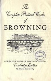 Front cover of The complete poetical works of Browning by Robert Browning