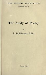 Cover of The study of poetry by Ernest De Selincourt