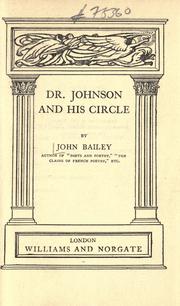 Cover of Dr. Johnson and his circle by John Cann Bailey