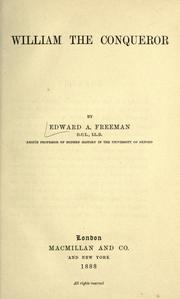 Cover of William the Conqueror by Edward Augustus Freeman