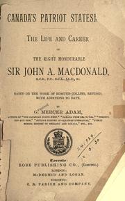 Cover of Canada's patriot statesman by Joseph Edmund Collins