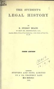 Cover of The student's legal history by Richard Storry Deans