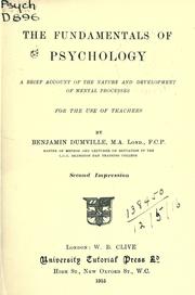 Front cover of The fundamentals of psychology by Benjamin Dumville
