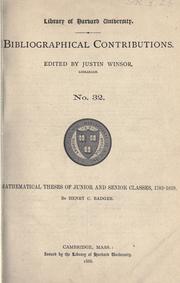 Front cover of Mathematical theses of junior and senior classes, 1782-1839 by Henry C. Badger