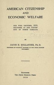 Front cover of American citizenship and economic welfare by Jacob Harry Hollander