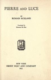 Cover of Pierre et Luce by Romain Rolland