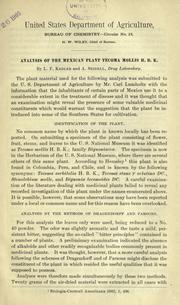 Front cover of Analysis of the Mexican plant Tecoma mollis H.B.K by Lyman F. Kebler