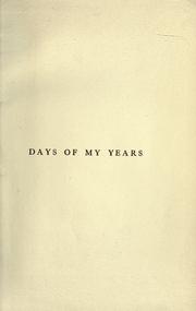 Front cover of Days of my years by Melville L. Macnaghten
