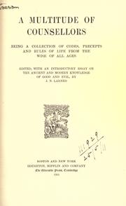 Front cover of A multitude of counsellors by Josephus Nelson Larned