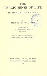 Front cover of Del sentimiento trágico de la vida en los hombres y en los pueblos by Miguel de Unamuno