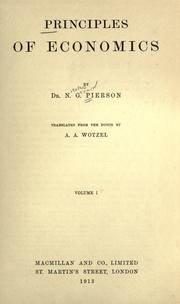 Cover of Principles of economics by N. G. Pierson