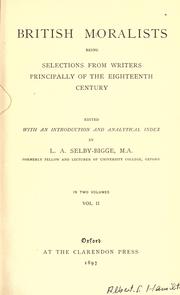 Front cover of British moralists by Selby-Bigge, L. A. Sir