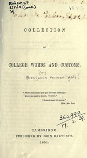 Front cover of A collection of college words and customs by Benjamin Homer Hall