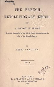 Front cover of The French revolutionary epoch by Henri Van Laun
