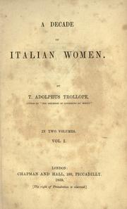 Front cover of A decade of Italian women (vol. 1) by Thomas Adolphus Trollope