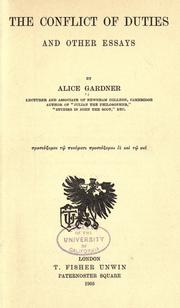 Front cover of The Conflict of Duties by Alice Gardner