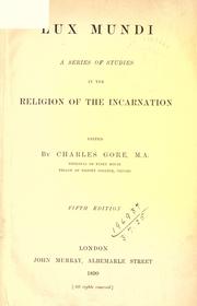 Cover of Lux mundi by Charles Gore
