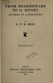 Front cover of From Shakespeare to O. Henry by Stuart Petre Brodie Mais