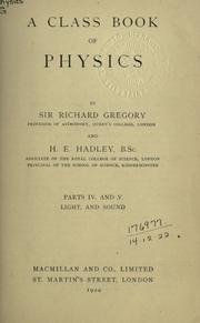 Front cover of A class book of physics by Gregory, Richard Arman Sir