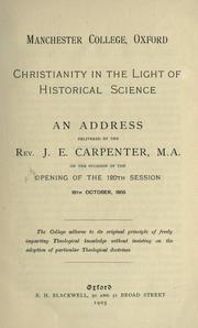Cover of Christianity in the light of historical science by Joseph Estlin Carpenter