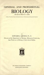 Front cover of General and professional biology by Edward John von Komorowski Menge
