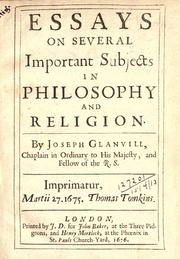 Cover of Essays on several important subjects in philosophy and religion by Joseph Glanvill
