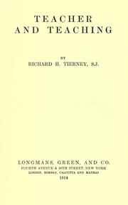 Front cover of Teacher and teaching by Richard Henry Tierney