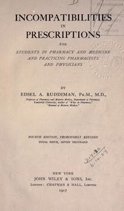 Front cover of Incompatibilities in prescriptions by Edsel Alexander Ruddiman