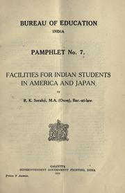 Front cover of Facilities for Indian students in America and Japan by R. K. Sorabji
