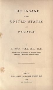 Front cover of The insane in the United States and Canada by Daniel Hack Tuke