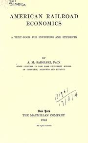 Cover of American railroad economics by Aaron M. Sakolski