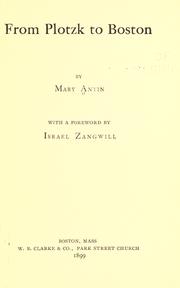 Cover of From Plotzk to Boston by Mary Antin
