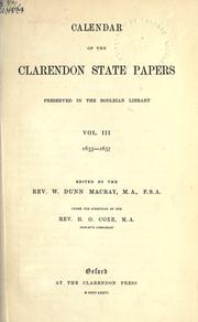 Front cover of Calendar of the Clarendon State Papers preserved in the Bodleian Library by Bodleian Library.