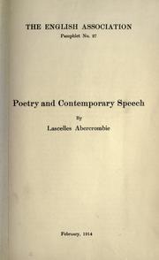 Front cover of Poetry and contemporary speech by Lascelles Abercrombie