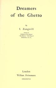 Front cover of Dreamers of the ghetto by Israel Zangwill