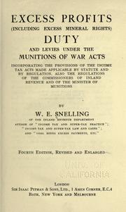 Cover of Excess profits (including excess mineral rights) duty and levies under the munitions of war acts by W. E. Snelling