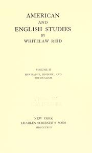 Cover of American and English studies by Whitelaw Reid