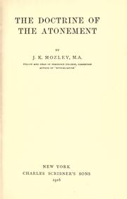 Front cover of The doctrine of the atonement by John Kenneth Mozley
