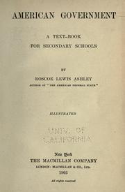 Cover of American government by Ashley, Roscoe Lewis