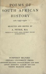 Front cover of Poems of South African history, A.D. 1497-1910 by Alexander Petrie