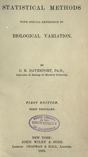 Cover of Statistical methods by Charles Benedict Davenport