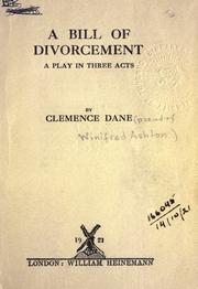 Front cover of A bill of divorcement by Clemence Dane
