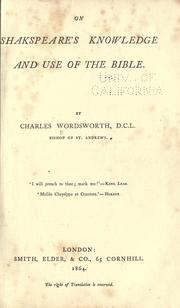 Front cover of On Shakespeare's knowledge and use of the Bible by Charles Wordsworth